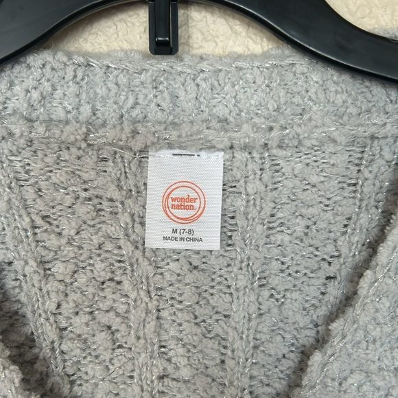 Girls silver cardigan size medium 7/8). - Picture 2 of 5